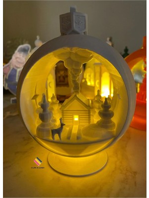 Moontime Alaçatı Kar Küresi Tealight Ledli Gece Lambası Dekoratif Obje Ev Ofis Dekor, Sevgililer Günü Hediye 15CM
