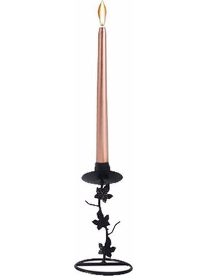 Moontime Alaçatı 2 Adet Rose Gold Varaklı Metalik Renk Silindir Konik Şamdan Mumu Sedefli Uzun Ince 2'li 2X25 cm