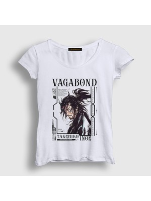 Presmono Kadın Beyaz Musashi Miyamoto Manga Vagabond T-Shirt