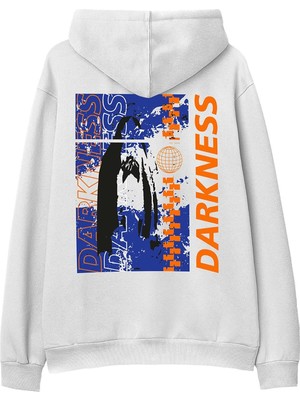Tarzsokak Darkness Beyaz Oversize Unisex Kapüşonlu Sweatshirt Hoodie