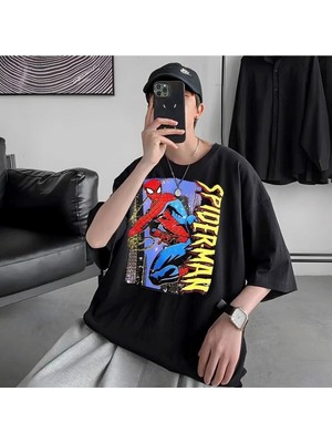 Tarzsokak Siyah Unisex Spiderman Karakter Tişört