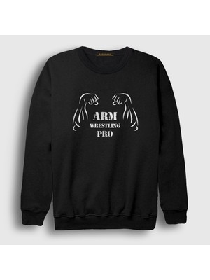 Presmono Unisex Siyah Arm Wrestling Pro Bilek Güreşi Sweatshirt