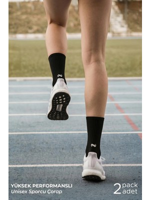 Mısırlı Unisex Pamuklu Yarım Havlu Spor Çorap, 2'li Siyah