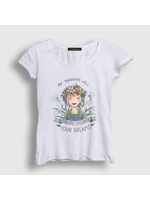 Presmono Kadın Beyaz Basils Hope Anime Omori T-Shirt