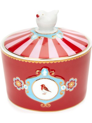 Moontime Alaçatı Love Birds Kırmızı Porselen Şekerlik
