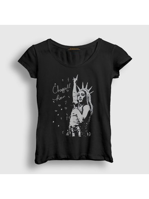 Presmono Kadın Siyah Lady Liberty Müzik Chappell Roan T-Shirt