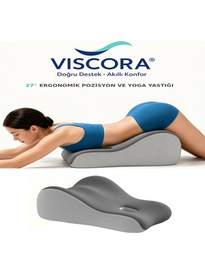 Viscora Premium 27° Eğimli  Şeklinde Ergonomik Pozisyon Yastığı – Yatak, Kanepe, Yoga, Bel ve Sırt Desteği