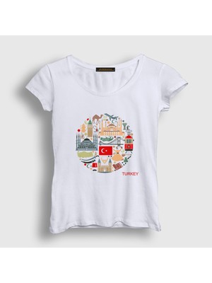 Presmono Kadın Beyaz Tourist Turist Istanbul Türkiye Turkey T-Shirt