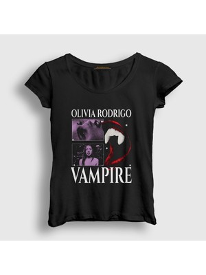 Presmono Kadın Siyah Vampire Müzik Olivia Rodrigo T-Shirt