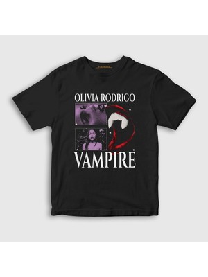 Presmono  Çocuk Siyah Vampire Müzik Olivia Rodrigo T-Shirt
