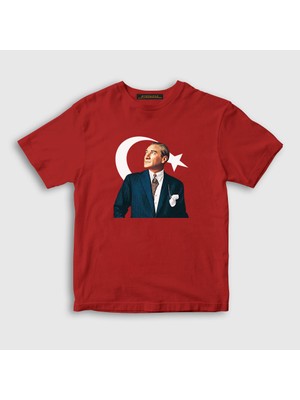 Presmono  Çocuk Kırmızı 19 Mayıs 29 Ekim 23 Nisan Bayrak Atatürk T-Shirt
