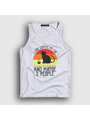 Presmono  Beyaz Coffee My Cat Kedi Kedili Atlet