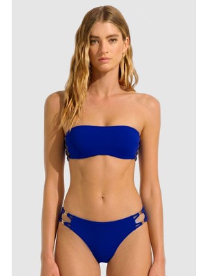 Mısırlı Aksesuarlı Straplez Bikini Takım Saks