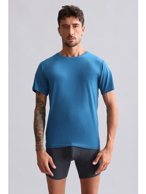 Mısırlı Modal By Tencel Hercules Slim Fit Bisiklet Yaka Fanila / T-Shirt Petrol
