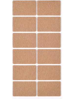 Kahverengi 12 Adet Yapışkanlı Sandalye, Masa, Koltuk Altı Parke Koruma Keçesi, Dikdörtgen 3,5 x 5,5 cm