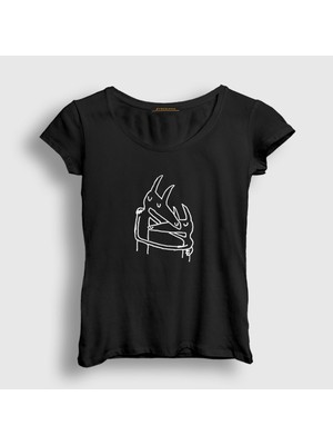 Presmono Kadın Siyah Twin Fantasy Car Seat Headrest T-Shirt
