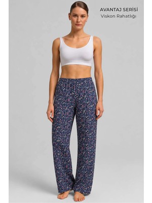 Mısırlı Kadın Viskon Alt Pijama Indigo
