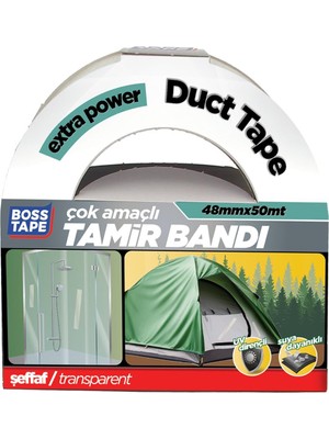 Boss Tape Seffaf Duct Onarim Bandi, 48 mm x 50 M, Seffaf