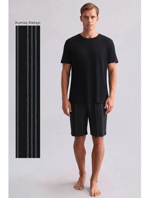 Mısırlı Erkek Bambu Pijama Şort Siyah