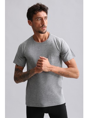 Mısırlı Modal By Tencel Hercules Slim Fit Bisiklet Yaka Fanila / T-Shirt Gri Melanj
