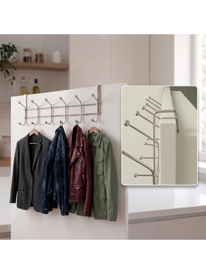 3 Adet Eski Tip Dar Kulaklı Kapı Arkası Askısı, Krom Kapı Arkası Askısı, 12 Topçuklu Askı, Paslanmaz Kapı Üzeri Askı