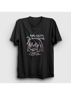 Presmono  Siyah Anti Social Club Bocchi The Rock T-Shirt