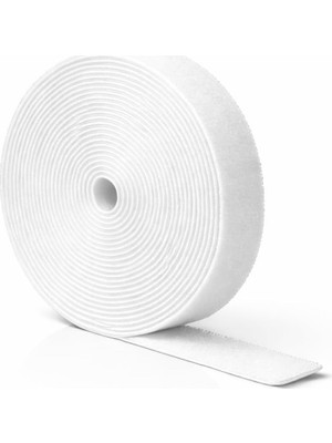 Cırt Cırt Sabitleyici Kablo Düzenleyici - 5 Metre x 1cm | Kolay Kullanım, Bahçe ve Ev Için Pratik Çözüm (Beyaz)