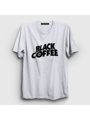 Presmono  Beyaz Black Coffee Hediye Filtre Kahve T-Shirt