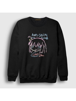 Presmono Unisex Siyah Anti Social Club Bocchi The Rock Sweatshirt