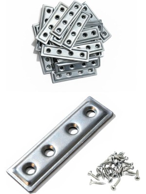 Düz Demir Gönye Köşebent, Metal Lama Montaj Demiri, Mobilya Dolap Raf Masa Köşe Bağlantı Aparatı, 16X60MM, 25 Adet