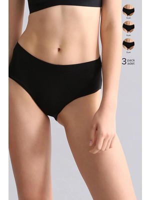Mısırlı Modal By Tencel Hera Gizli Lastikli Brazillian 3'lü Külot Siyah