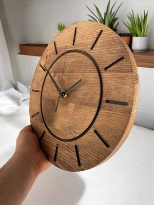 Moontime Alaçatı Minimalist Masif Doğal Ağaç Saat
