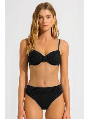 Mısırlı Balenli Yanları Sürgülü Bikini Takım Siyah