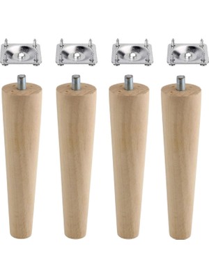 BADEM10 Ahşap Mobilya Koltuk Kanepe Sehpa Masa Ayağı Ayakları M8 Civatalı 15 cm + Bağlantı Aparatlı 8'li Set