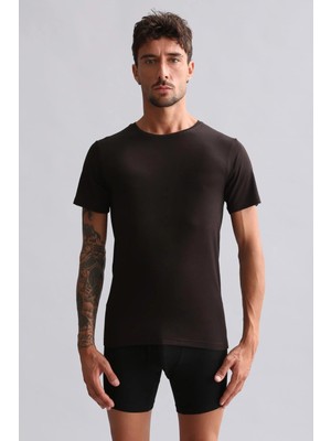 Mısırlı Modal By Tencel Hercules Slim Fit Bisiklet Yaka Fanila / T-Shirt Kahverengi