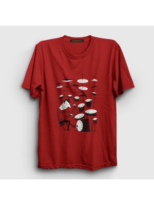 Presmono  Kırmızı Drums Baterist Hediye Müzisyen Musician T-Shirt