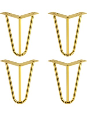 Martı 12 cm 4'lü Set Gold Altın Metal Mobilya Ayağı Üçgen Modern Tasarım Koltuk Sehpa Masa Tv Ünitesi
