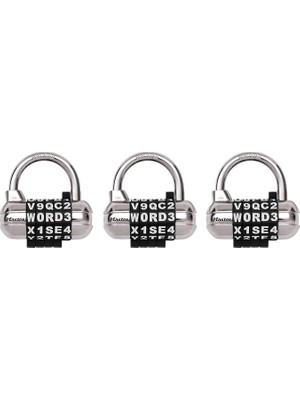Master Lock 2-1/2 Inç (64 Mm) Genişliğinde Kendi Kelime Kombinasyonu Asma Kilidi Değiştirilebilir, Çıkarılabilir Kadranlı Set; Siyah; 3 Paket. 1534EC3