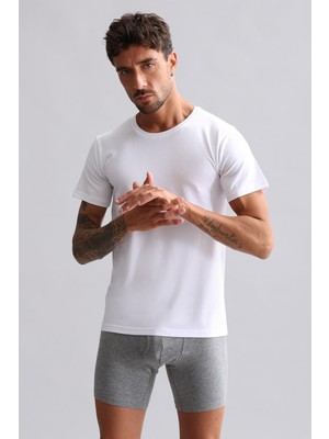 Mısırlı Modal By Tencel Hercules Slim Fit Bisiklet Yaka Fanila / T-Shirt Beyaz