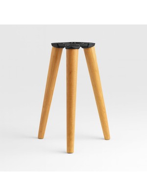 Sehpa Ayak Takımı 3'lü 35 cm Kahverengi Boyalı Doğal Ahşap Silindir Mobilya Ayağı Aksesuar Ayakları