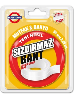 Boss Tape Eco Su Sizdirmaz Bant, 38 mm x 3,35 mt Boyut, Beyaz