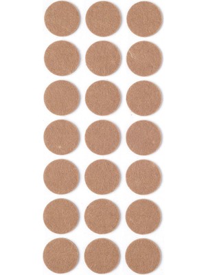 Kahverengi 21 Adet Yapışkanlı Sandalye, Masa, Koltuk Altı Parke Koruma Keçesi, Yuvarlak, 3 cm
