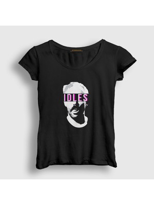 Presmono Kadın Siyah Joe Talbot Müzik Idles T-Shirt