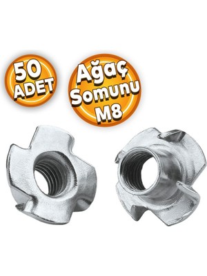 BADEM10 Çakma Ağaç Somunu M8 Çinko (50 Adet)