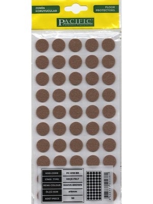 Pacific Yapışkanlı Keçe, 50 Adet, 18MM Çap, Zemin Koruyucu Keçe (Kahverengi, 18MM)