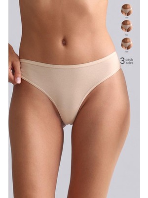 Mısırlı Modal By Tencel Hera Brief Ince Lastikli 3'lü Slip Külot Ten