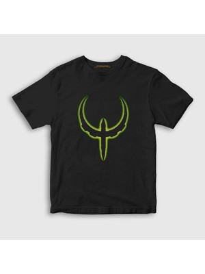 Presmono  Çocuk Siyah Logo Oyun Quake 4 Iv T-Shirt