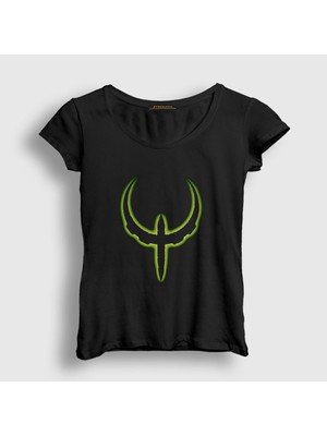 Presmono Kadın Siyah Logo Oyun Quake 4 Iv T-Shirt