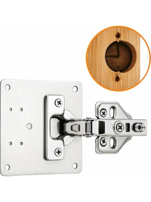 Kyrotech Paslanmaz Menteşe Tamir Plakası, Menteşe Sabitleme Braketi, Deve Boynu, Düz, Frenli, Tüm Menteşelere Uygundur, Ahşap, Mobilya, Raf, Dolap Için Onarım Kiti, 6 Adet Vida Kite Dahildir, 9*9 cm