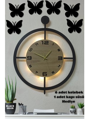 Moontime Alaçatı Sonoma LED Işıklı Duvar Saati - 50 cm Dekoratif Büyük Saat | Minimalist ve Şık Tasarım